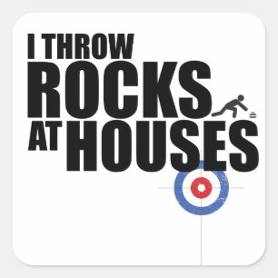 I throw rocks at houses curling square sticker