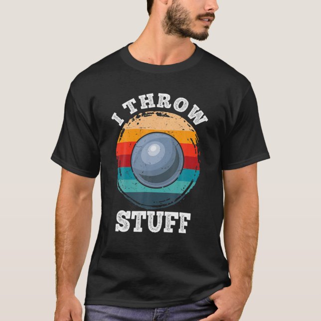 I Throw Stuff Shotput Athlete Throwing Retro Sunse T-Shirt (Front)