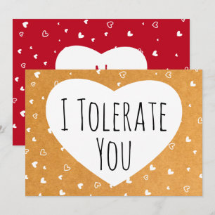 I Tolerate You Funny Sarcastic Vday Holiday Card