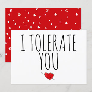 I Tolerate You Funny Sarcastic Vday Holiday Card