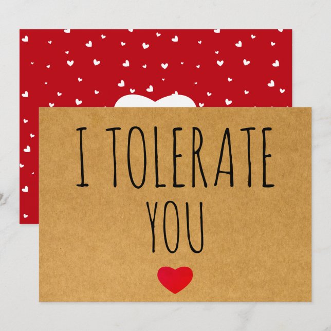 I Tolerate You Sarcastic Vday Valentine's day Holiday Card (Front/Back)