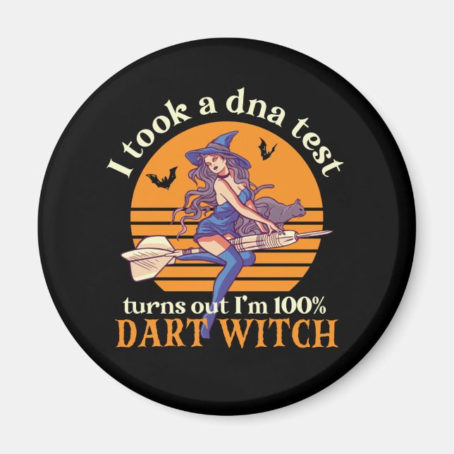 I Took DNA Test I'm Dart Witch Funny Halloween Pun Magnet (Front)