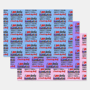 I Touch My Shelf Book Lover Humor Wrapping Paper Sheet