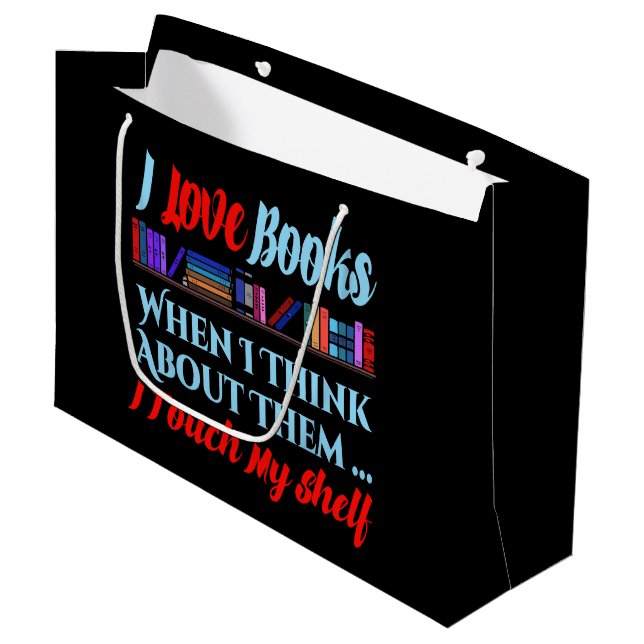 I Touch My Shelf Book Lover Humour Large Gift Bag (Front Angled)