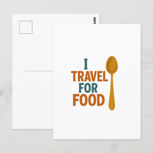 I Travel For Food – Vintage Spoon Adventure Postcard