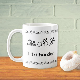 I tri harder fun sports mug