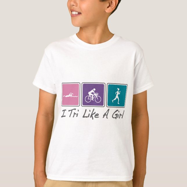 i tri like a girl (Triathlete) T-Shirt (Front)