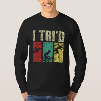 I Tri'd - Retro Vintage Triathlon Triathlete Swim  T-Shirt