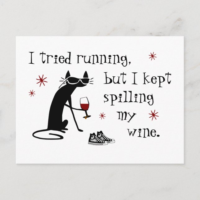 I Tried Running Funny Wine Quote Postcard (Front)