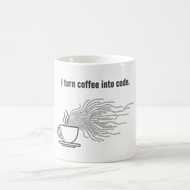 I Turn Coffee Into Code - Funny Programmer Quote Coffee Mug (Center)