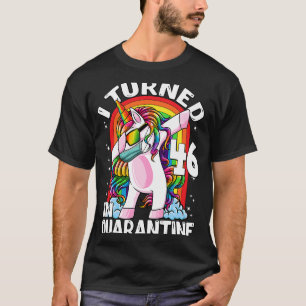 I Turned 46 In Quarantine Dabbing Unicorn 46th Bir T-Shirt