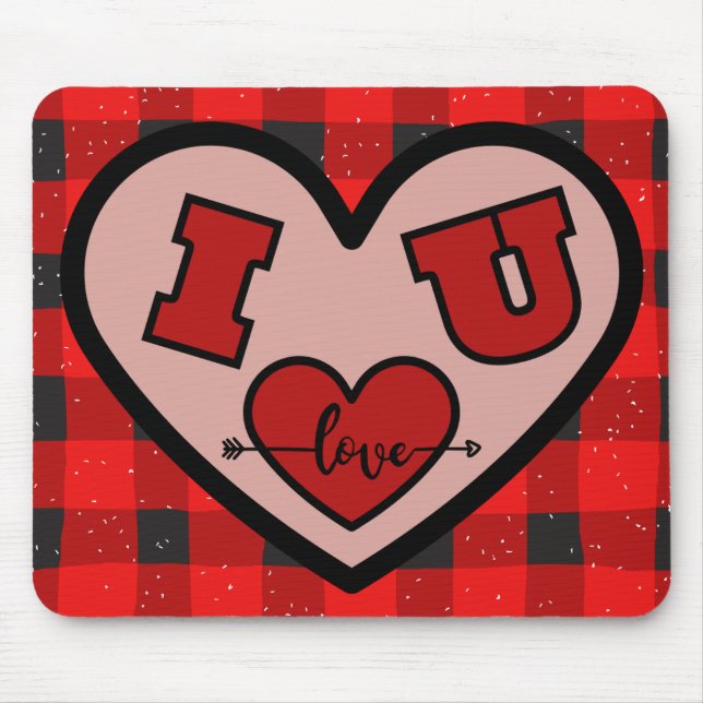 I ♥ U I Love You Buffalo Plaid Mousepad (Front)