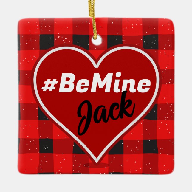 I ♥ U I Love You Buffalo Plaid Ornament (Front)