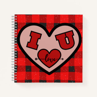I ♥ U I Love You Buffalo Plaid Spiral Carnet