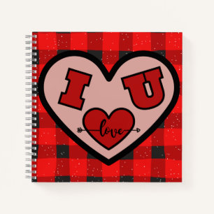 I ♥ U I Love You Buffalo Plaid Spiral Notebook