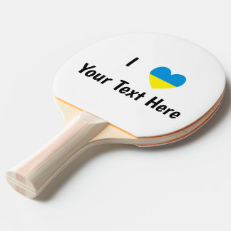 I (Ukrainian Flag Heart) Your Text Ping Pong Paddle