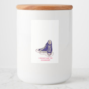 I Understand the Assignment Blue Sneakers Art Food Label