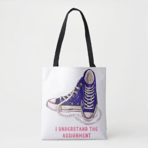 I Understand the Assignment Blue Sneakers Art Tote Bag