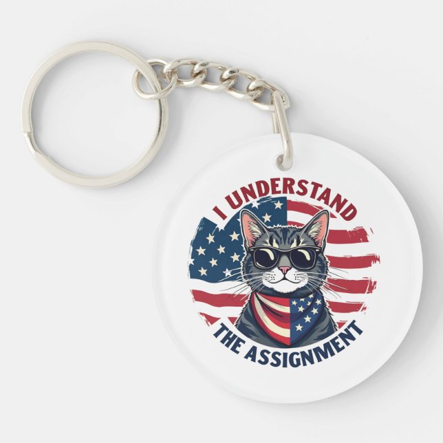 I Understand the Assignment Harris Walz Cat Lady  Keychain (Front)