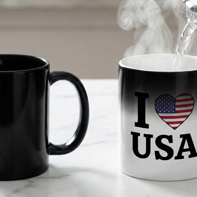 "I ❤️ USA" MAGIC MUG (Patriotism appearing like Magic.)