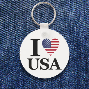 "I ❤️ USA" Round Keychain