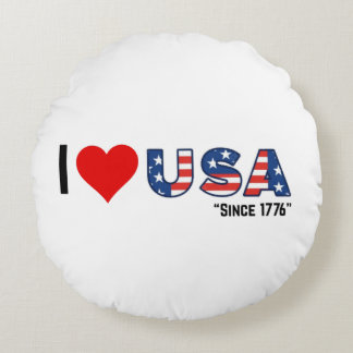 I ❤️ USA – Since 1776 Round Pillow