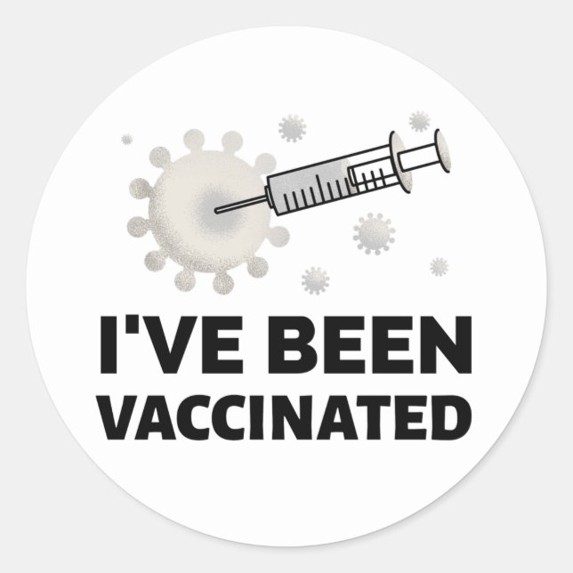 I’ve Been Vaccinated Covid Black Typography Classic Round Sticker (Front)