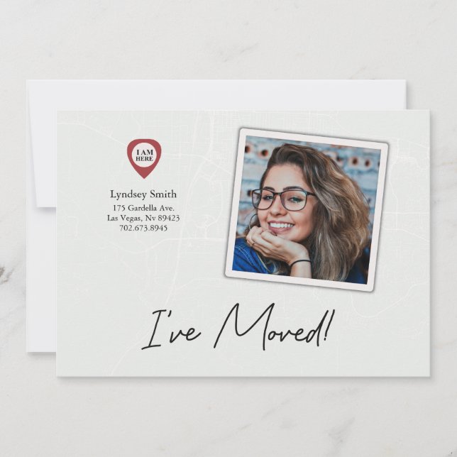 I’ve Moved Map Change Of Address Card (Front)