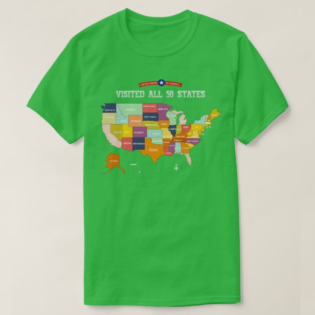 I Visited All 50 States Map T-Shirt (Design Front)