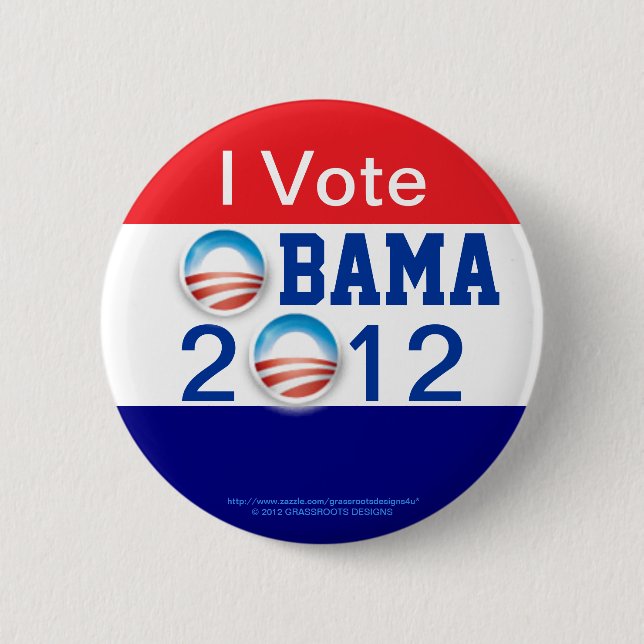 I Vote, 3D Logo, OBAMA 2012 2nd Term 2 Inch Round Button (Front)