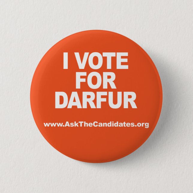I Vote For Darfur Button (Front)