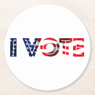 I Vote Round Paper Coaster
