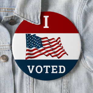 I Voted 2024 Elections With America Flag 6 Inch Round Button