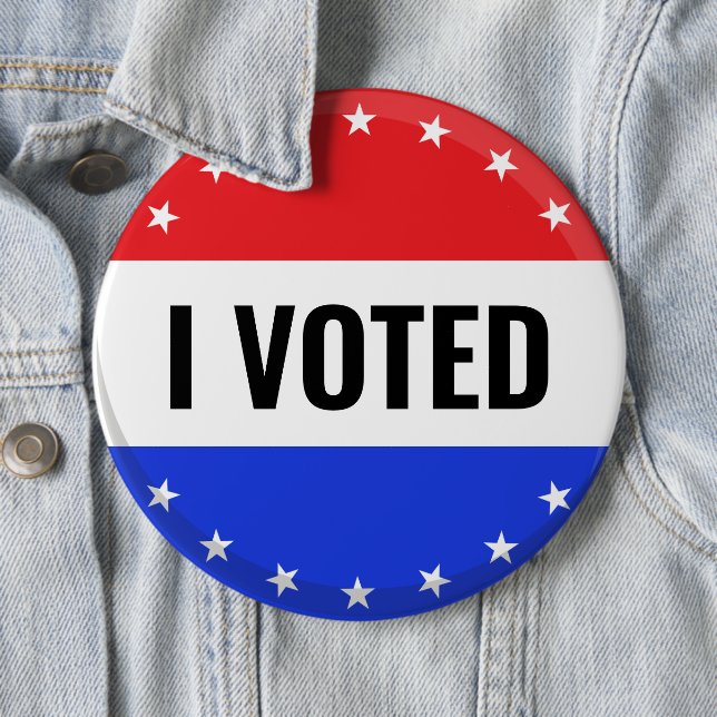 I Voted 2024 Elections With America Flag 6 Inch Round Button (In Situ)
