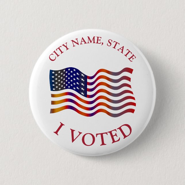 I Voted American Flag Red White Blue Election 2 Inch Round Button (Front)