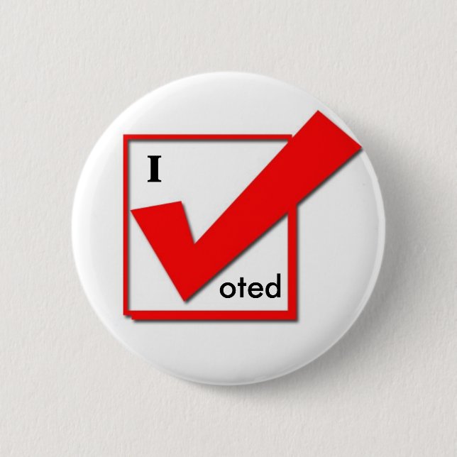 I Voted Check 2 Inch Round Button (Front)