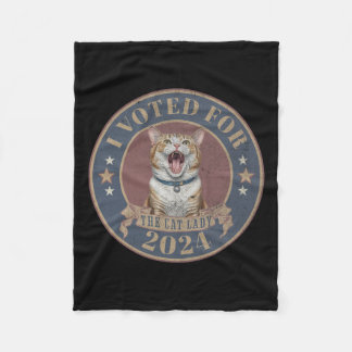 I Voted For Her Kamala Harris The Cat Lady Funny E Fleece Blanket