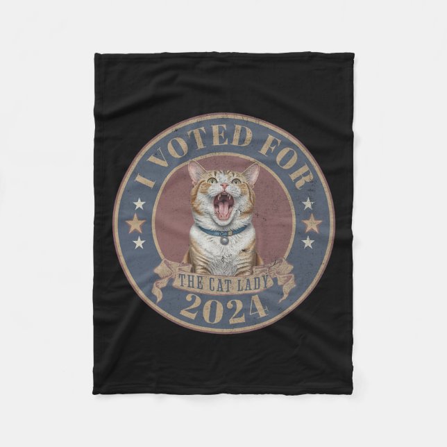 I Voted For Her Kamala Harris The Cat Lady Funny E Fleece Blanket (Front)