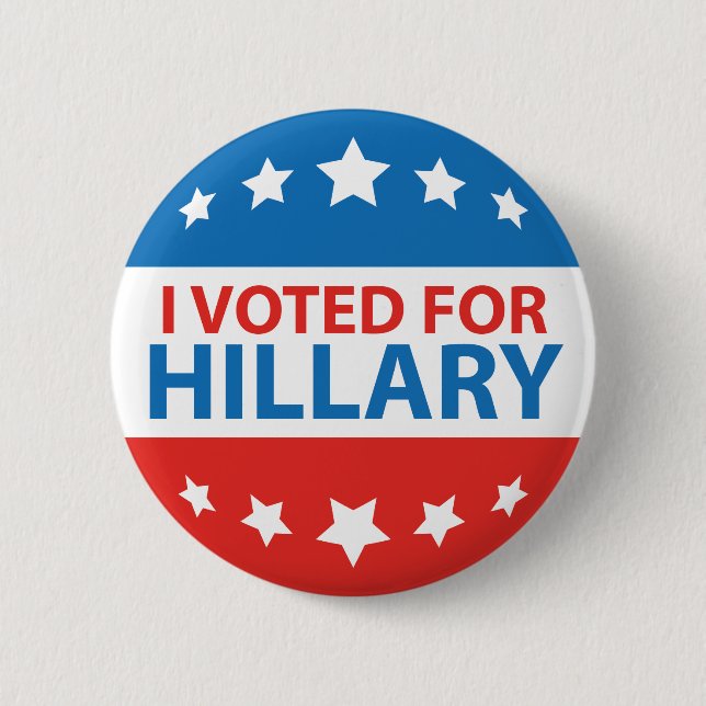 I Voted For Hillary 2 Inch Round Button (Front)