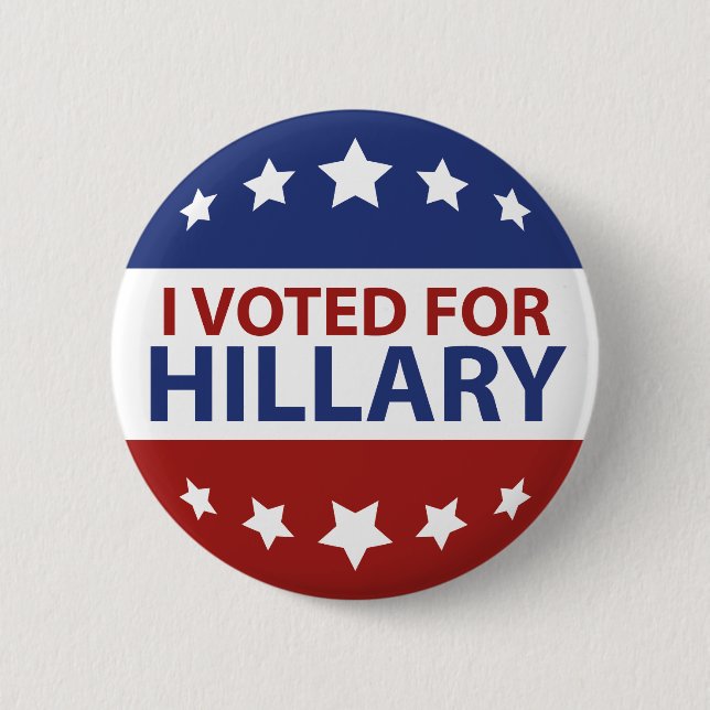 I Voted For Hillary 2 Inch Round Button (Front)