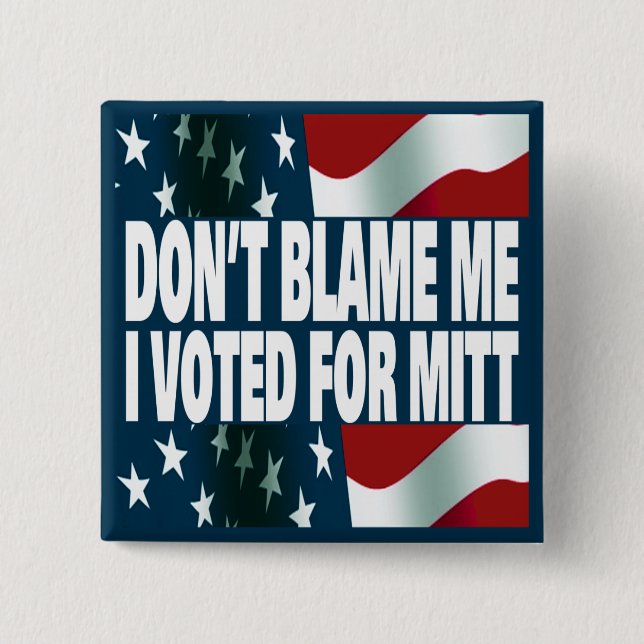 I Voted For Mitt 2 Inch Square Button (Front)