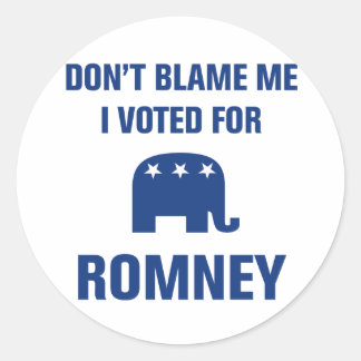 I Voted For Romney Classic Round Sticker