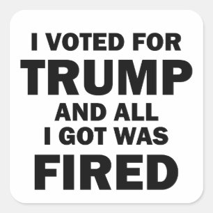 I Voted For Trump And All I Got Was Fired Square Sticker