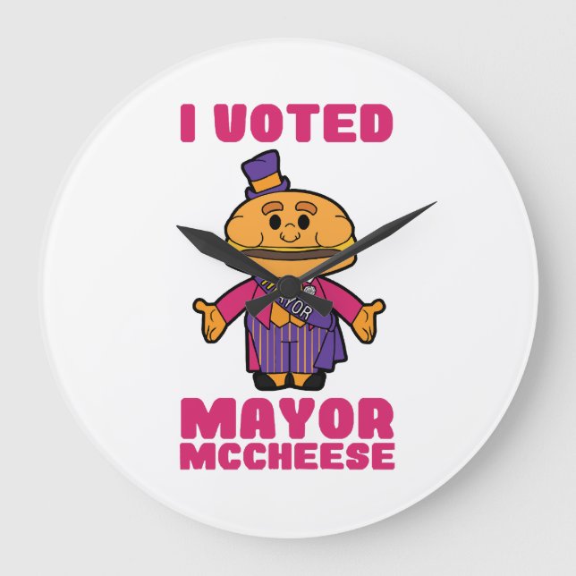 I Voted Mayor Mccheese Large Clock (Front)