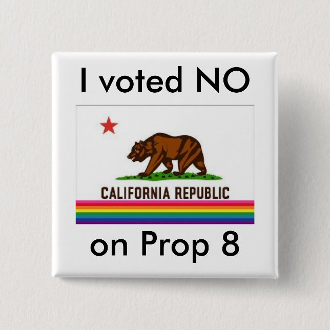 I voted No on 8 2 Inch Square Button (Front)