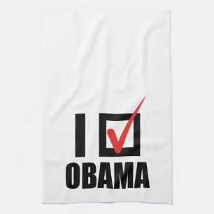 I VOTED OBAMA BW -.png Kitchen Towel