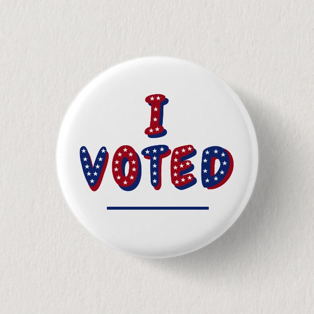 I Voted Red White and Blue 1 Inch Round Button (Front)