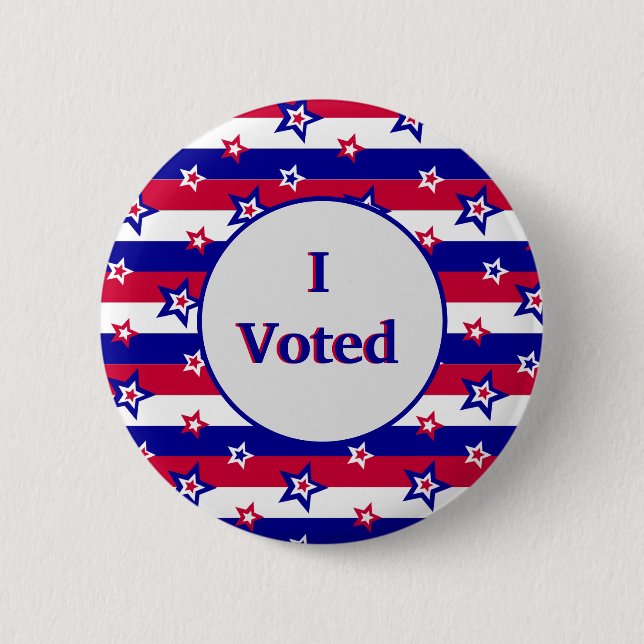 I Voted Red White and Blue Stars and Stripes 2 Inch Round Button (Front)