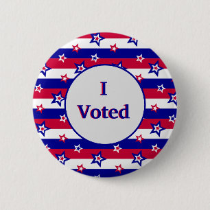 I Voted Red White and Blue Stars and Stripes 2 Inch Round Button