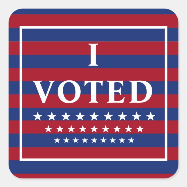 I Voted Red White Blue Stripes Square Sticker (Front)